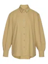 Magda Butrym Long Sleeve Denim Shirt Beige In Gold