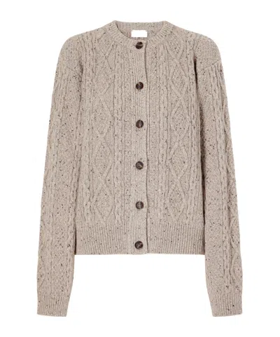 Magda Butrym Cable-knit Cashmere And Cotton-blend Cardigan In Neutral
