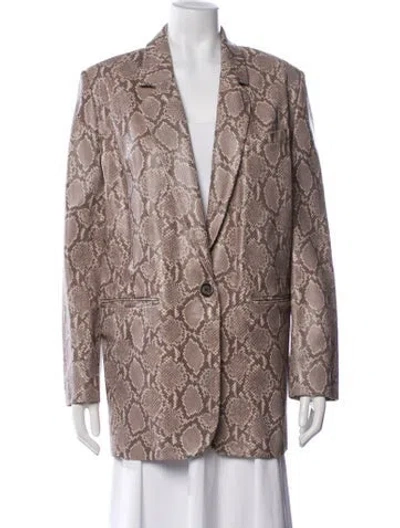 Pre-owned Magda Butrym Calfskin Animal Print Blazer In Neutrals