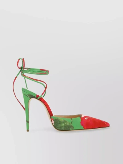 Magda Butrym Canvas Print Pumps With Pointed Toe And Stiletto Heel In Red