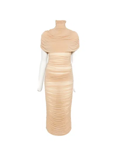 Magda Butrym Cape-effect Draped Midi Dress In Pink