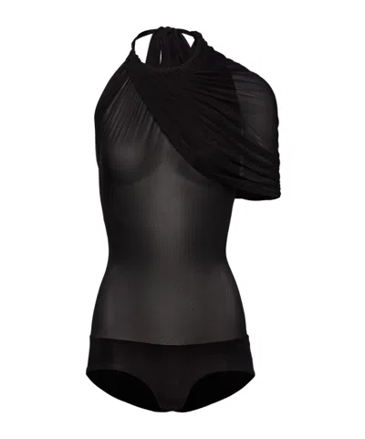 Magda Butrym Cape-effect Halterneck Bodysuit In Black