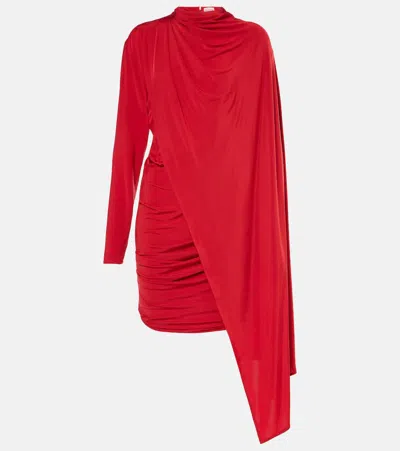 Magda Butrym Draped Layered Stretch-jersey Mini Dress In Red