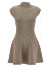 Magda Butrym Cashmere Knit Mini Dress With Flared Skirt In Brown