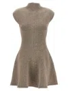 Magda Butrym Cashmere Knit Mini Dress With Flared Skirt In Brown