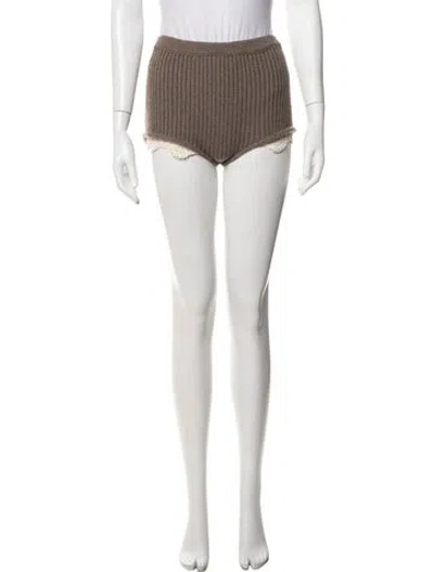 Pre-owned Magda Butrym Cashmere Mini Shorts W/ Tags In Neutrals