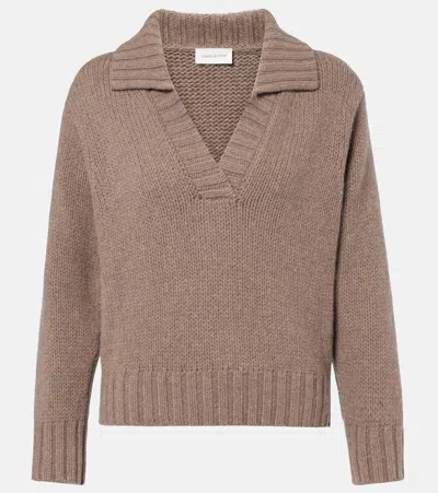 Magda Butrym Cashmere Polo Sweater In Neutral