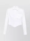 Magda Butrym Casual Corset-style Long Sleeve Top With Chest Pocket In White
