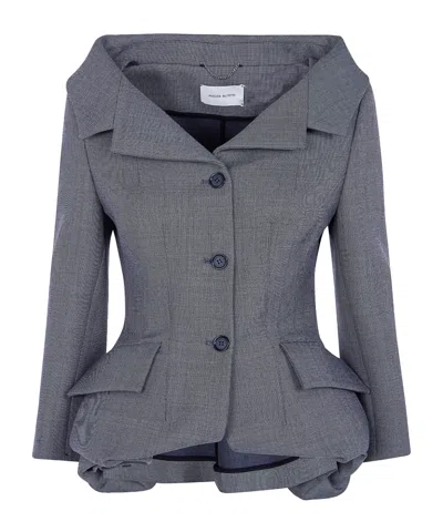 Magda Butrym Tailored Blazer Front Pockets Notched Lapels In Gray