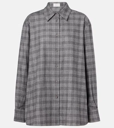 Magda Butrym Checked Wool And Cashmere Shirt In Gray