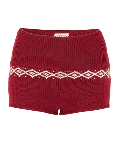 Magda Butrym Checkered Knit Shorts In Red