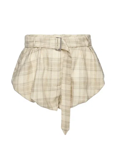 Magda Butrym Check-pattern Belted Shorts In Animal Print