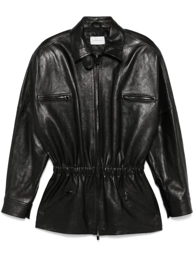 Magda Butrym Cinched Leather Jacket In Black