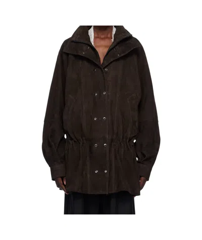 Magda Butrym Cinched Leather Jacket In Brown