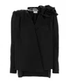 Magda Butrym Draped Floral V-neck Blouse In Black