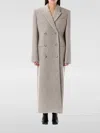 Magda Butrym Long Double-breasted Coat Notched Lapels In Beige