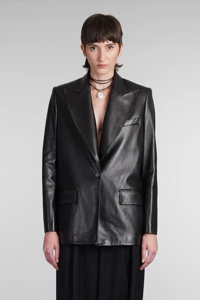 Magda Butrym Peak-lapels Sheepskin Blazer In Black