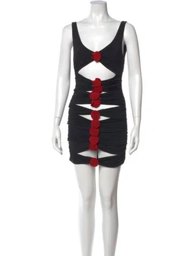 Pre-owned Magda Butrym Colorblock Pattern Mini Dress In Black