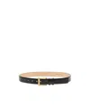 Magda Butrym Contrast-stitched Black Leather Belt In Gold In Black