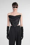 Magda Butrym Waist Belted Cut-out Strapless Top In Black