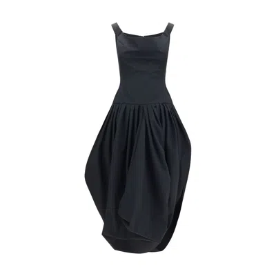 Magda Butrym Corset Bodice Pleated Dress In Black