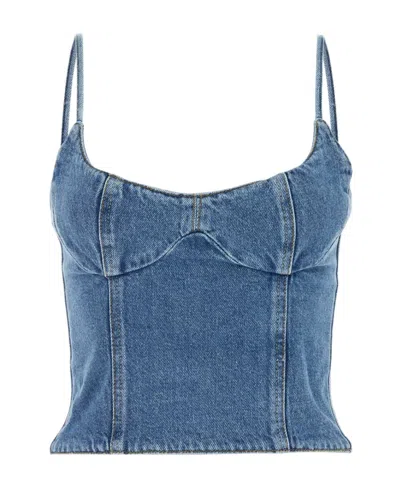 MAGDA BUTRYM MAGDA BUTRYM CORSET CROPPED DENIM TANK TOP