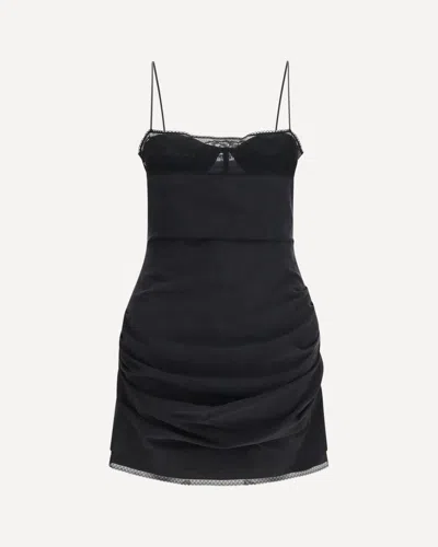 Magda Butrym Corset Dress With Lace Neckline In Black