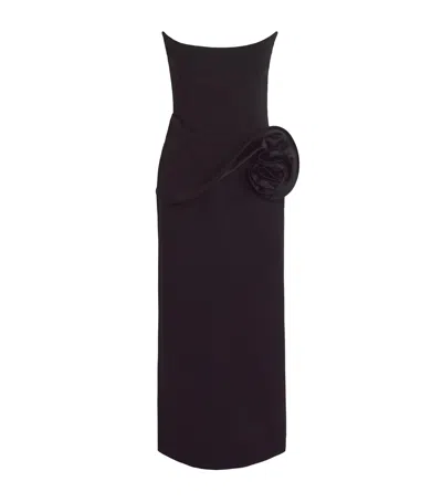 Magda Butrym Corseted Rose Midi Dress In Black