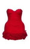 Magda Butrym Corseted Ruffled Silk Dress In Red