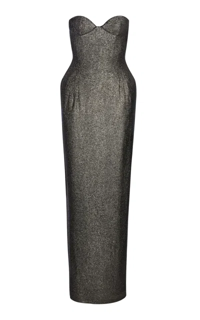 Magda Butrym Corseted Sequined Gown In Silver