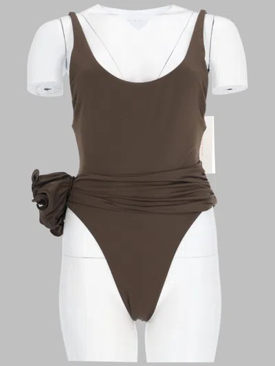 Magda Butrym Costume Da Bagno Intero Con Dettaglio Arricciato In Brown