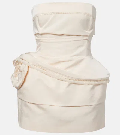 Magda Butrym Rosette-embellished Cotton-silk Mini Dress In White
