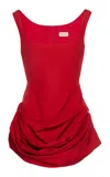 Magda Butrym Ss25 Cotton Ruffle Mini Dress In Red