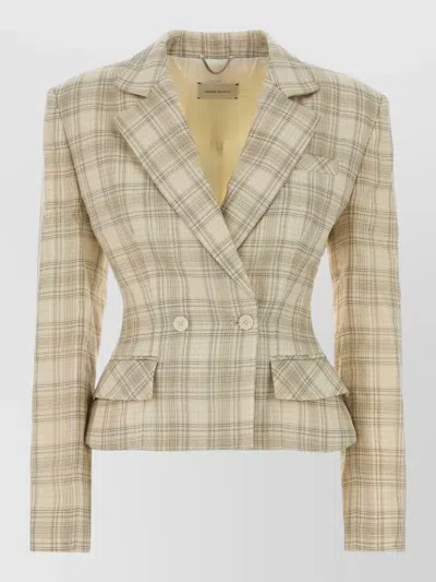 Magda Butrym Cotton Blazer Tailored Waist Embroidered Detail In Multi