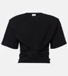 Magda Butrym Twist-front Ribbed Cotton-blend Jersey T-shirt In Black