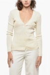 Magda Butrym Crochet-trimmed Ribbed Cotton Cardigan In Neutral
