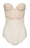 Magda Butrym Cotton Crochet Bodysuit In Ivory