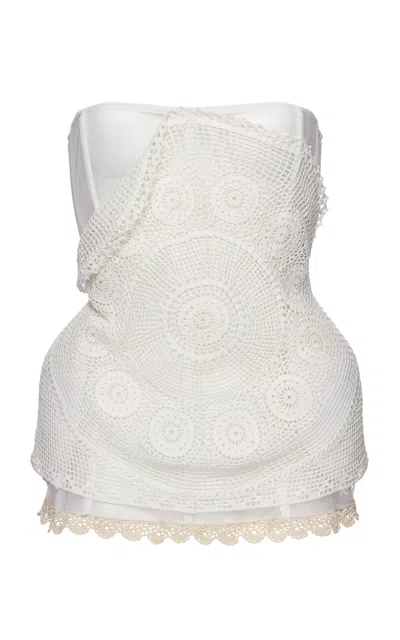 Magda Butrym Cotton Crochet Corset Top In White