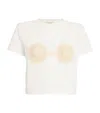 Magda Butrym Cropped Cotton T-shirt With Unique Front Embroidery In White