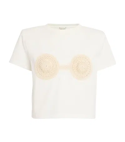 Magda Butrym Embellished Jersey T-shirt In White