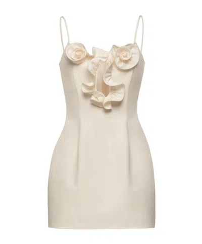 Magda Butrym Cotton Flower-detail Mini Beach Dress In Cream In Neutral