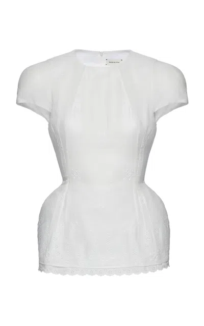 Magda Butrym Cotton-linen Blend Peplum Top In White
