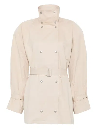 Magda Butrym Cotton Trench Coat In Neutrals