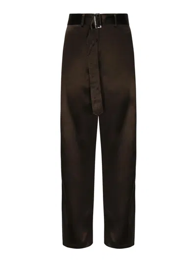 Magda Butrym Cotton Trousers With Belt In Brown