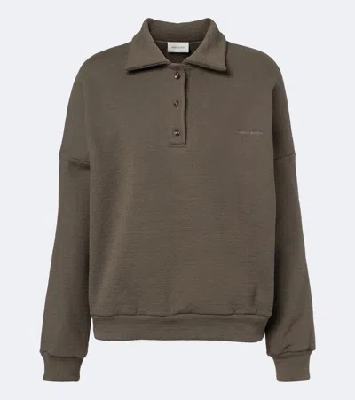 Magda Butrym Cotton-blend Fleece Polo Sweater In Brown