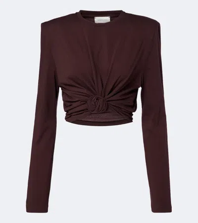 Magda Butrym Cotton-blend Jersey Crop Top In Burgundy
