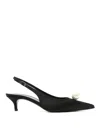 Magda Butrym Rosetta Slingback Pumps With Embellished Kitten Heel In Black