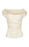 Magda Butrym Cowl Neck Cotton Top In Nude