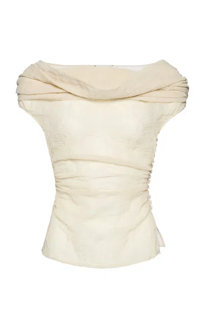 Magda Butrym Cowl Neck Cotton Top In Nude