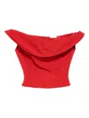 Magda Butrym Cowl-neck Cropped Top In Red